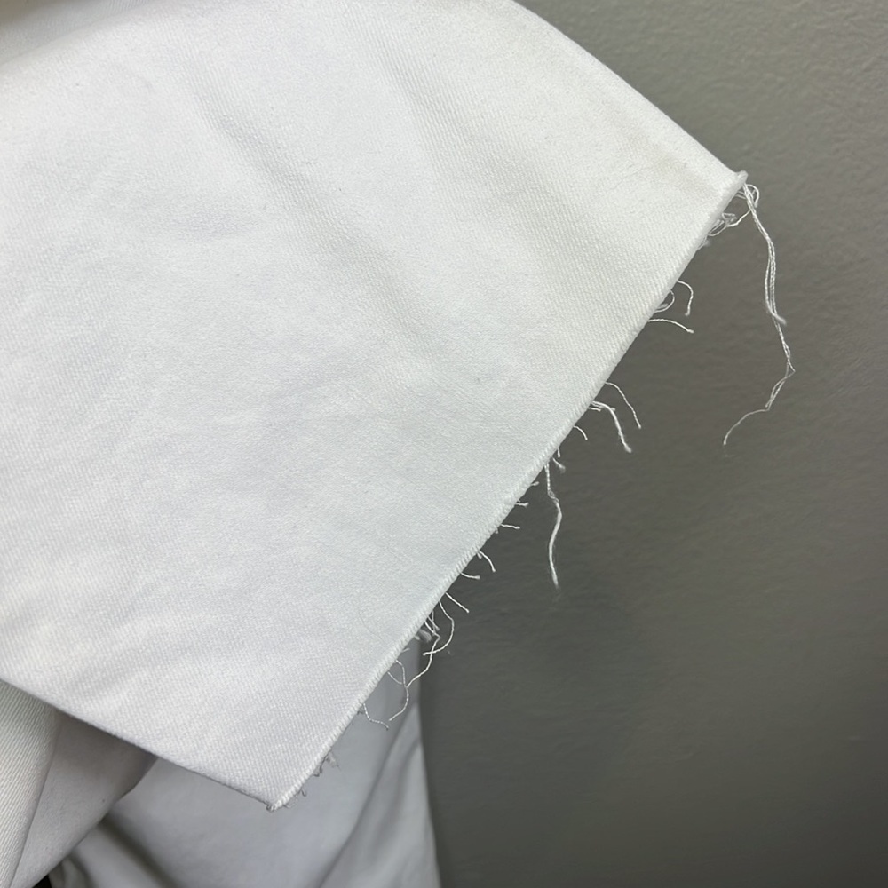 NWT Joe’s Jeans Overalls White Medium Raw Hem Straight Leg 100% Cotton Denim - Picture 7 of 13